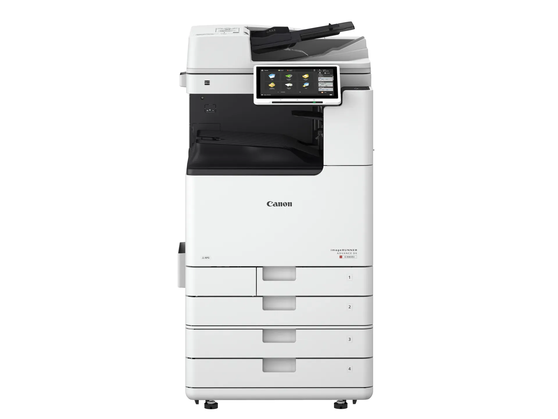 Canon imageRUNNER ADVANCE DX C3900i fotokopi makinesi ön görünüm, kompakt A3 renkli çok fonksiyonlu cihaz
